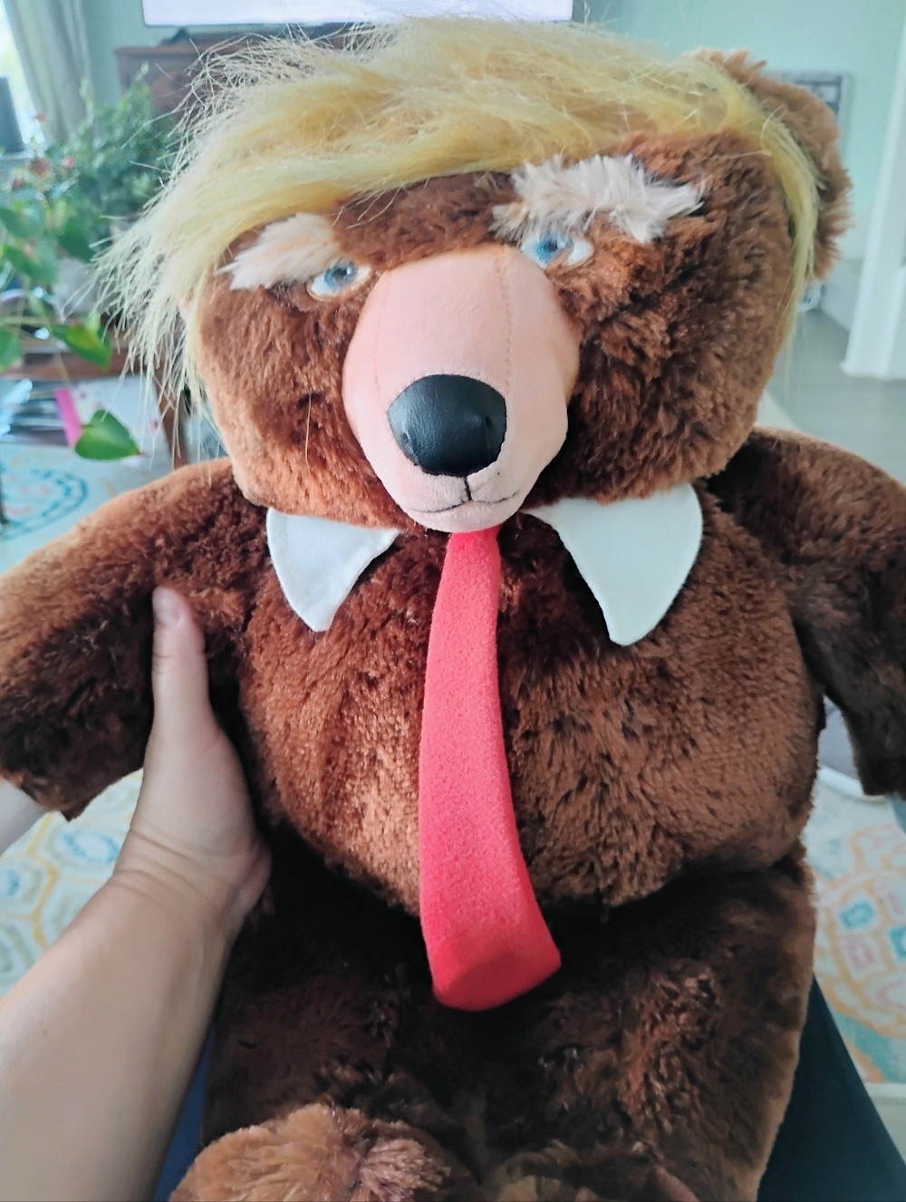 Plush Trump Brown Bear Toy with Red Tie - Kids Toy